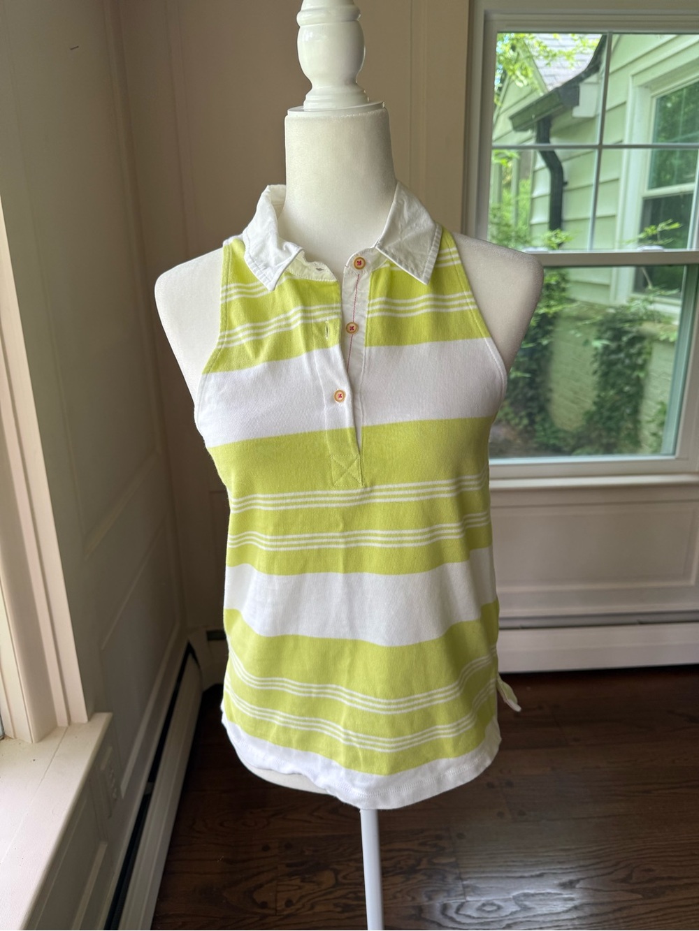 Maeve by Anthropologie Sleeveless Striped Polo Top